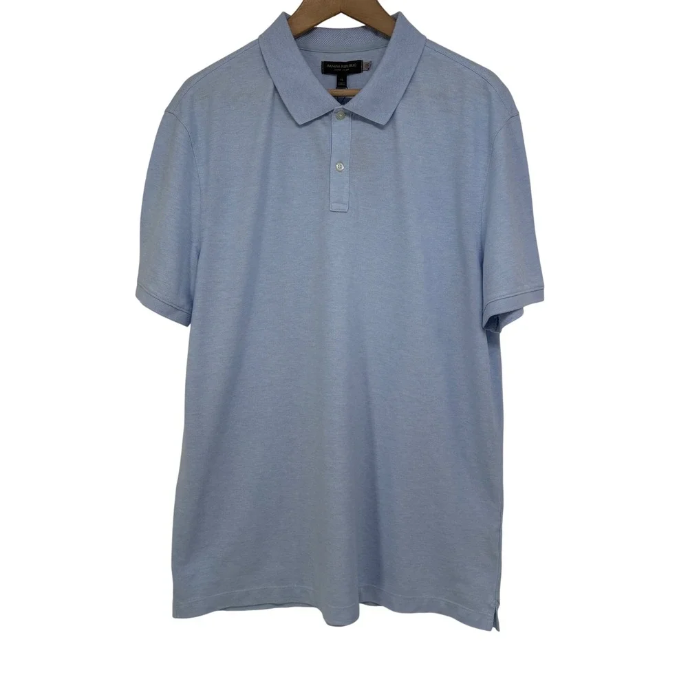Banana Republic Core Temp Polo Shirt Mens XL Golf Light Blue Short Sleeve Pique